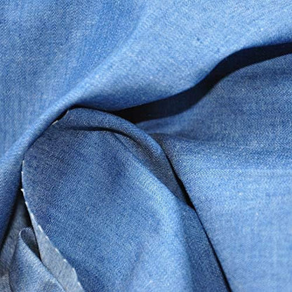Indigo Denim Chambray Fabric, Lightweight Cotton for Apparel