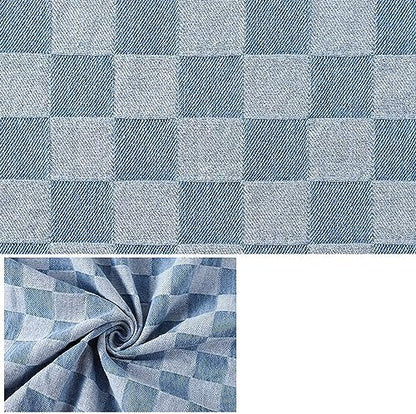 Cotton Denim Checkered Fabric, 33" Wide by The Yard for Apparel & Home