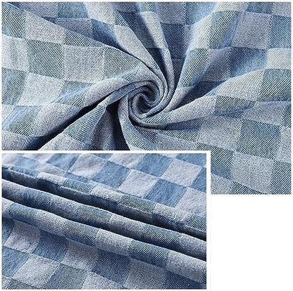 Cotton Denim Checkered Fabric, 33" Wide by The Yard for Apparel & Home