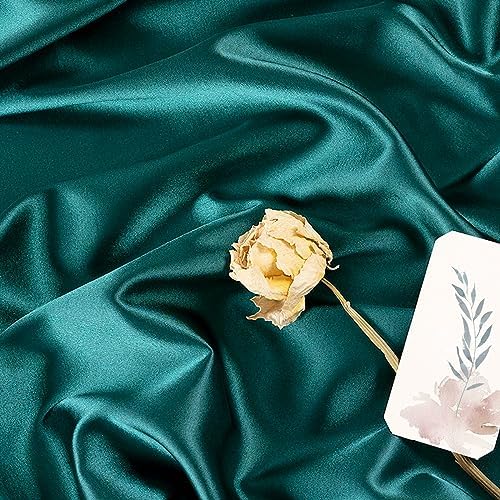 Charmeuse Satin Fabric By The Yard | 10 Colors, 59" Wide for Gowns & Linings - Emerald