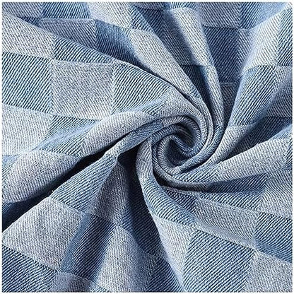 Cotton Denim Checkered Fabric, 33" Wide by The Yard for Apparel & Home - Light Blue
