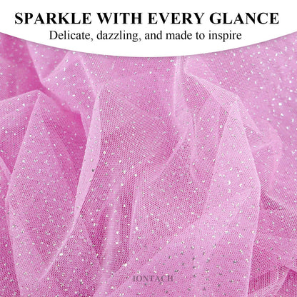 Star Moon Sequin Tulle Fabric - Glitter Sheer Netting for Bridal Veil & Wedding Decor by the Yard