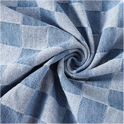 Cotton Denim Checkered Fabric, 33" Wide by The Yard for Apparel & Home