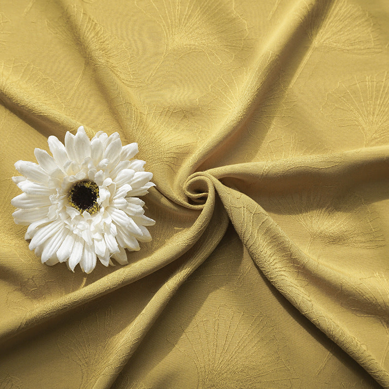 Vintage Rayon Ginkgo Leaf Jacquard Fabric, Fluid Drape