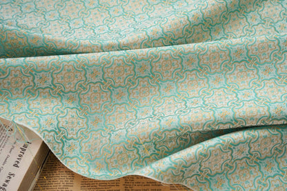 Metallic Jacquard Fabric - Traditional Pattern Apparel & Decor by the Yard - Peacock Blue