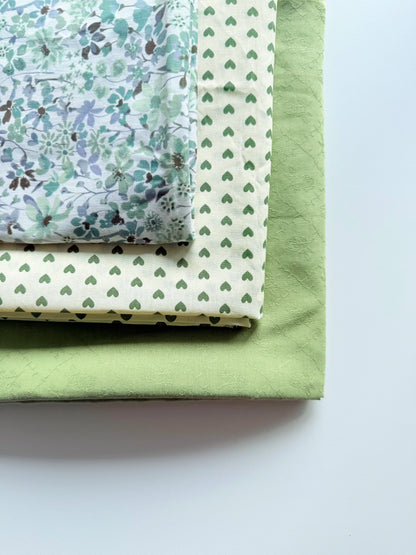 Cotton Jacquard Print Fabric, Green Botanical, for Dresses, Blouses & Scrunchies