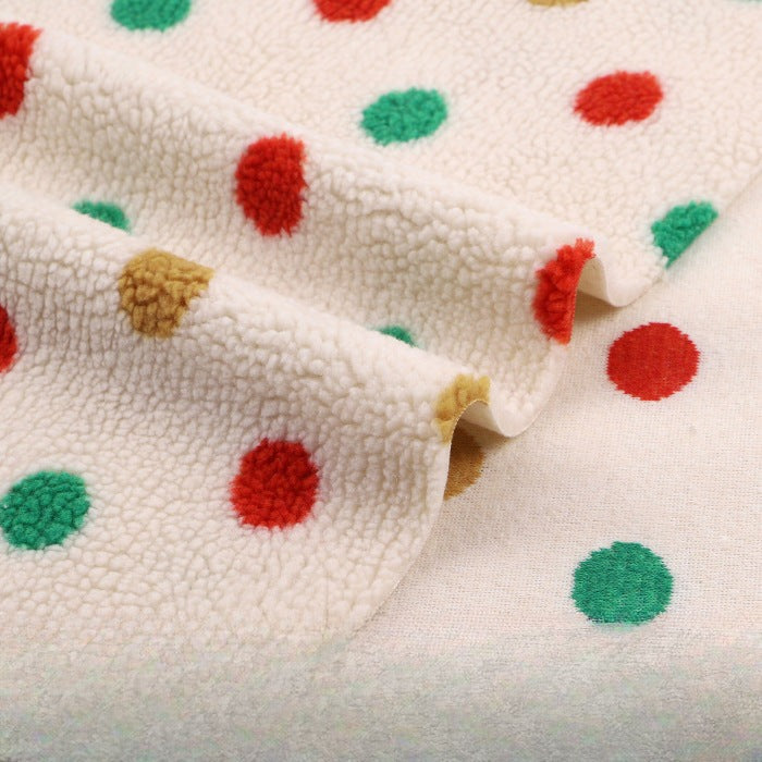 Printed Sherpa Fleece Fabric, Plush Warm Knit for Toys & Outerwear - Colorful Dot