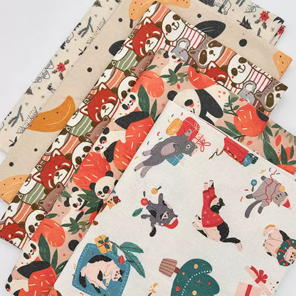 Christmas Print Cotton-Linen Fabric, Encrypted Woven Cloth for Decor & DIY