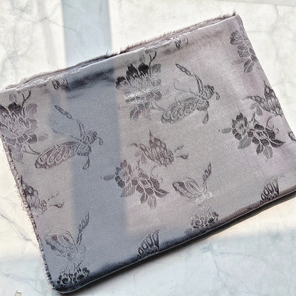 Rayon Jacquard Fabric, Butterfly & Flower Hanfu Cloth - Grey
