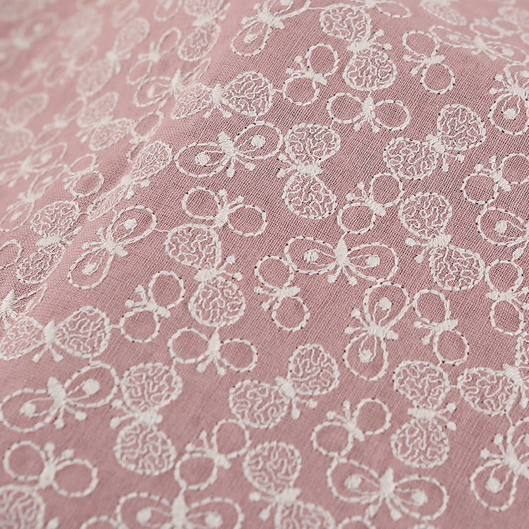 Butterfly Embroidery Linen Cotton Fabric, 49 in Wide