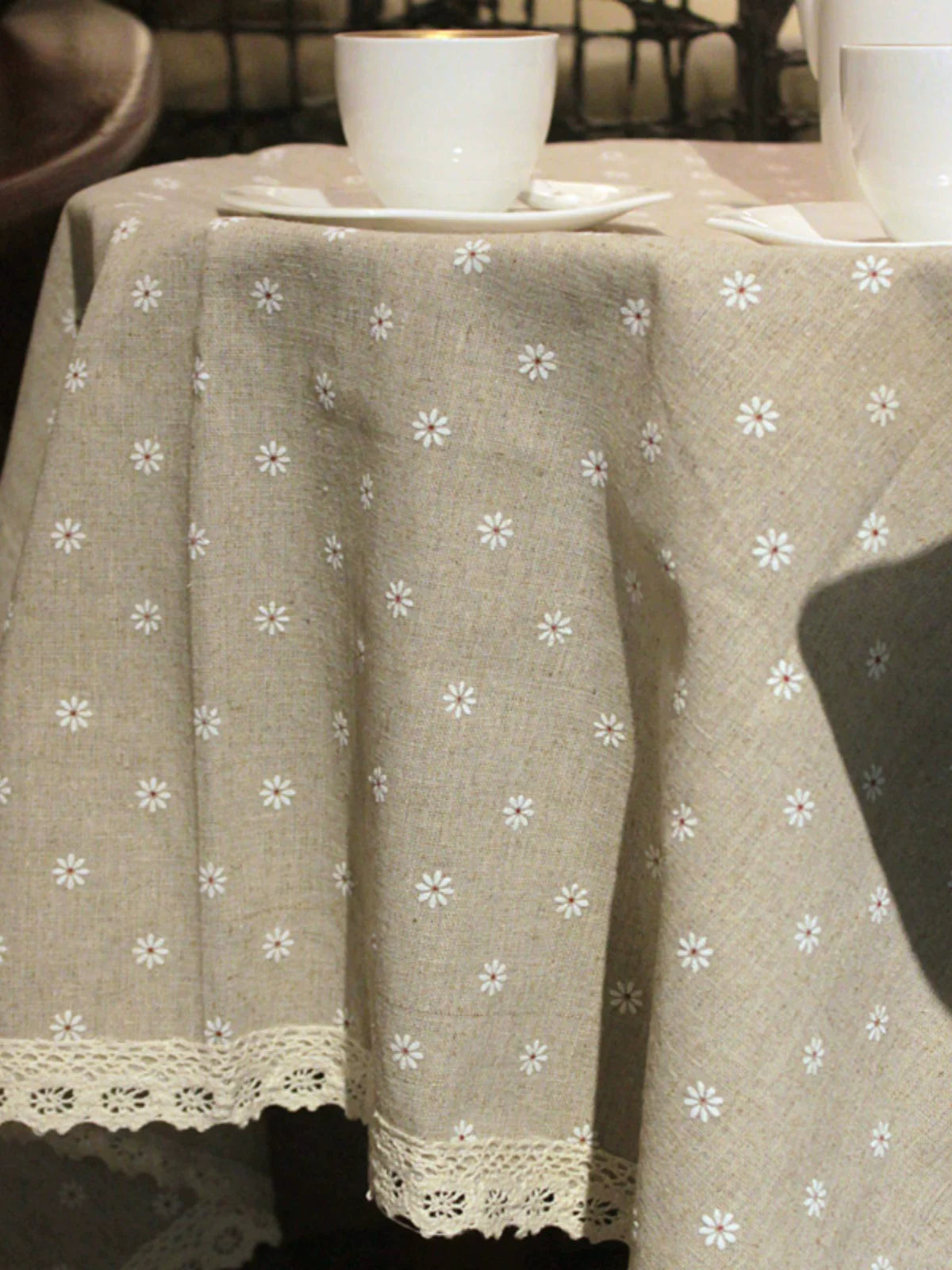 Heavy Cotton Linen Daisy Fabric, for Curtains & Upholstery