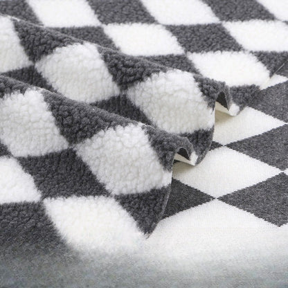 Printed Sherpa Fleece Fabric, Plush Warm Knit for Toys & Outerwear - Grey Diamond