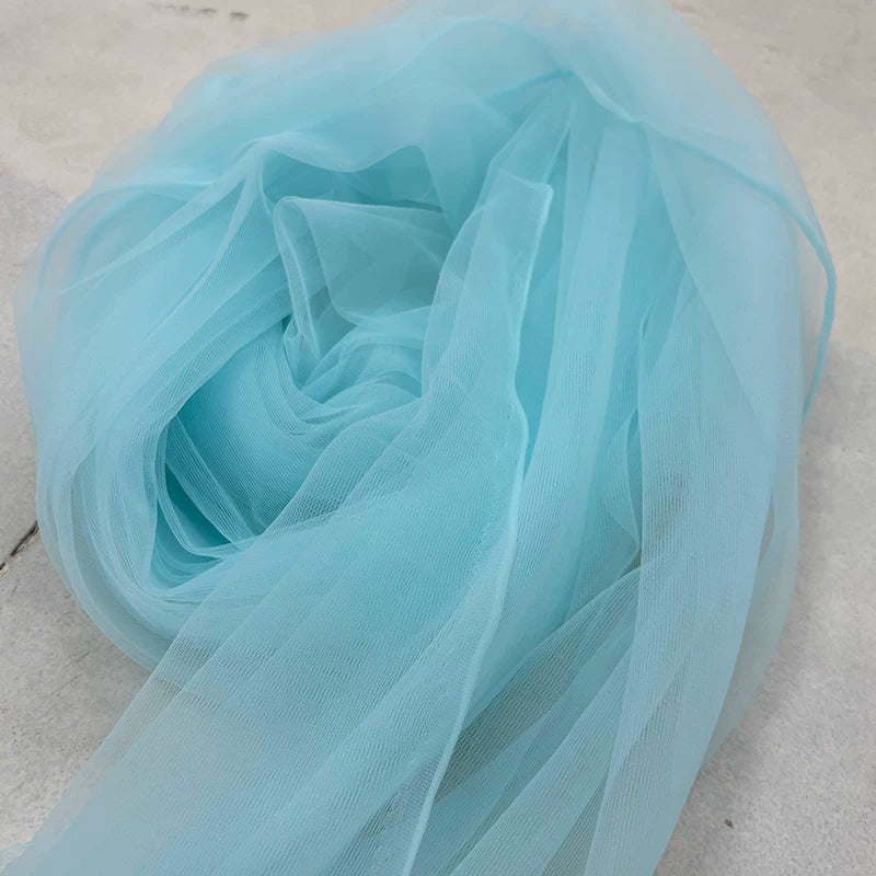 Lightweight Sheer Polyester Tulle Fabric, Soft Netting - Ice Blue