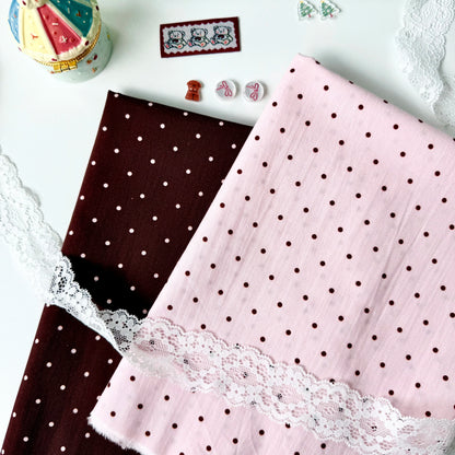 Cotton Fabric, Two-Tone Polka Dot, for Dollwear, Scrunchies & Light Tops