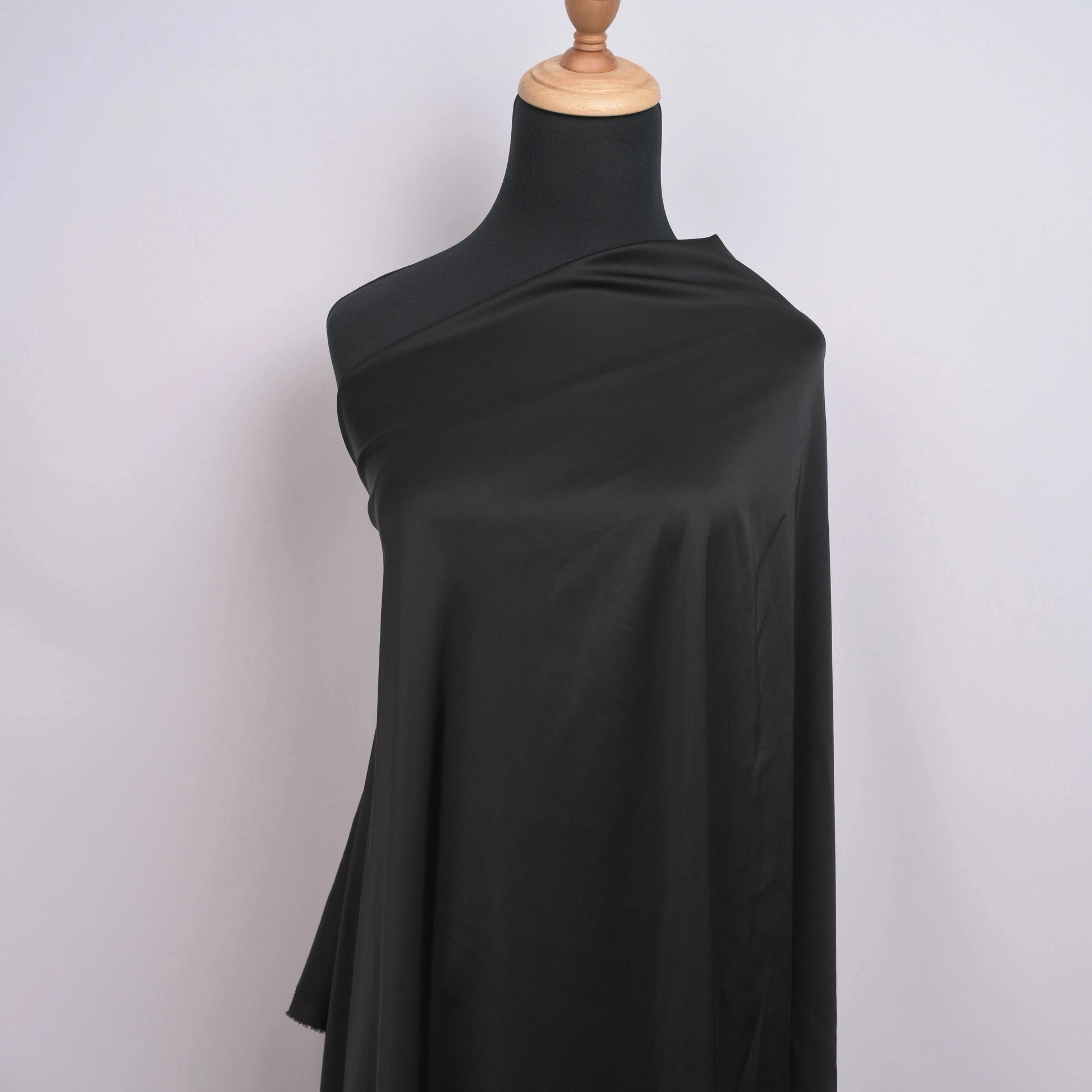High-Stretch Satin Chiffon Fabric, 9 Colors for Loungewear, Shirts & Sleepwear - Black