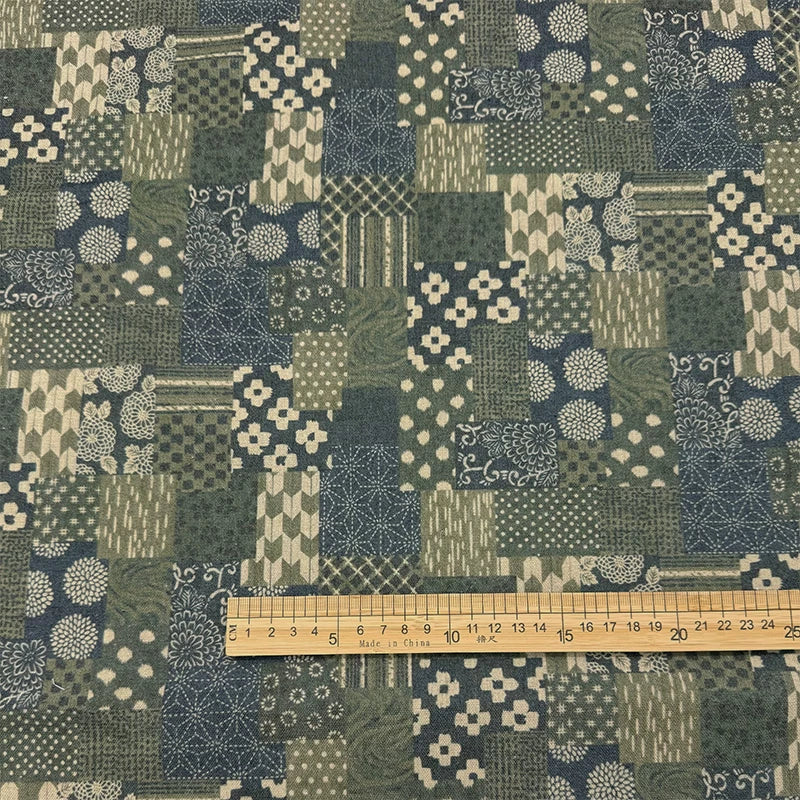 Japanese Geometric Floral Cotton Linen Fabric for Tablecloths