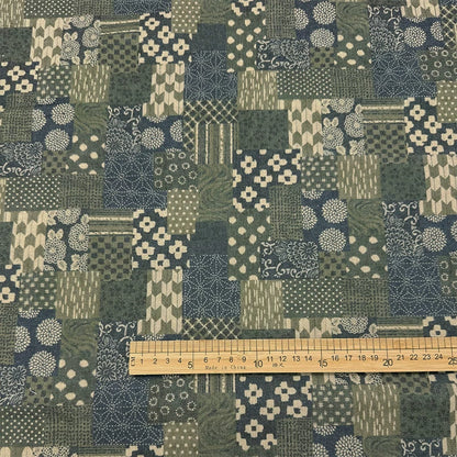 Japanese Geometric Floral Cotton Linen Fabric for Tablecloths