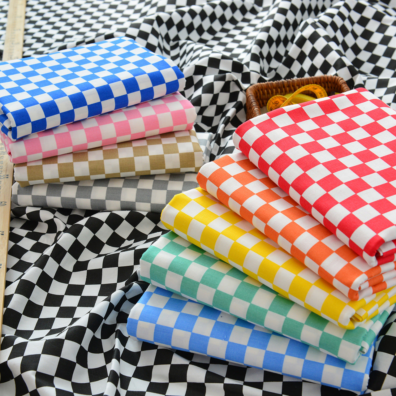 Plaid Cotton Fabric, Gingham Check Cloth for DIY & Bedding