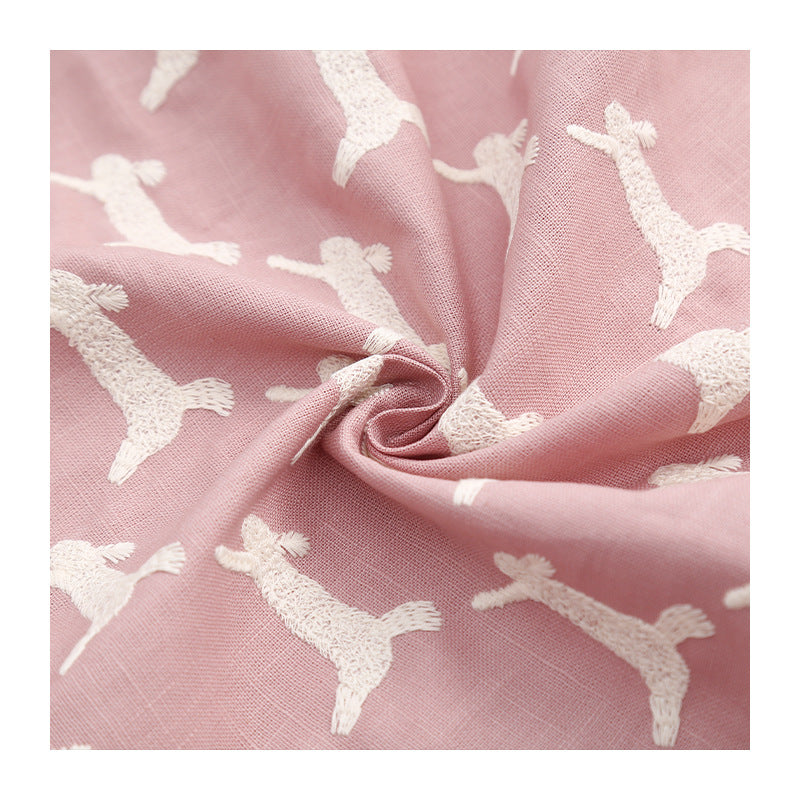Cartoon Rabbit Embroidery Fabric, for Kids, 49 in Wide - Taro Pink