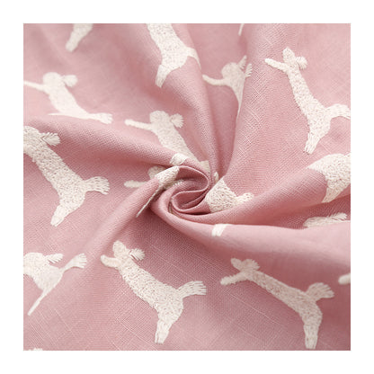 Cartoon Rabbit Embroidery Fabric, for Kids, 49 in Wide - Taro Pink
