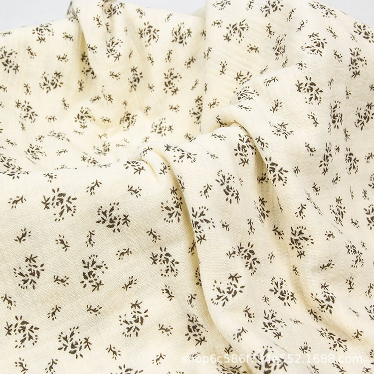 Double Gauze Cotton Fabric - Crinkle Texture Apparel & Craft by the Yard - Small Floral