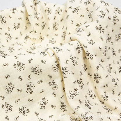 Double Gauze Cotton Fabric - Crinkle Texture Apparel & Craft by the Yard - Small Floral