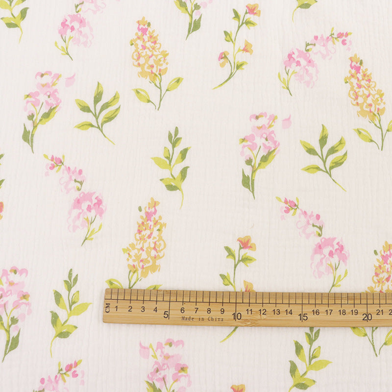 Cotton Double Gauze Fabric, Floral & novelty Prints (5) - Pink Bouquet