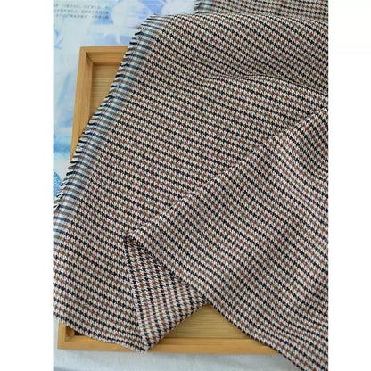 Vintage Houndstooth Stretch TR Suiting Fabric, Wrinkle-Resistant Cloth for Pants & Coats