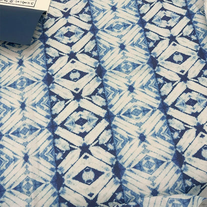 Tie-Dye Indigo Cotton Linen Fabric for Tablecloths & Door Curtains - Tie-Dye Design 7