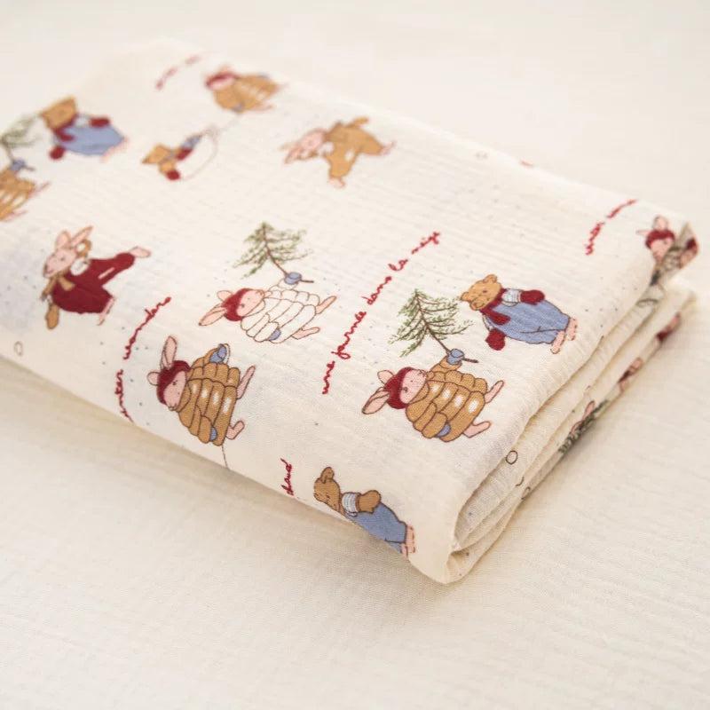Cotton Double Gauze Fabric, for Baby & Nursery Sewing - Bunny Party