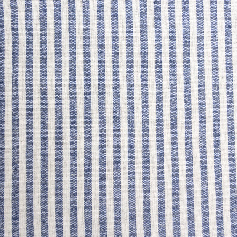 Washed Stripe Woven Cotton Fabric, Fine Stripes for Shirts & Crafts - Deep Royal Blue 14