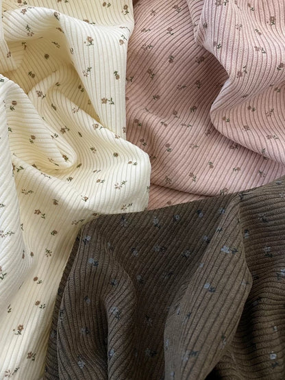 Cotton Corduroy Wildflower Fabric, for Shirts & Skirts