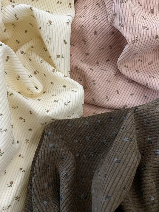 Cotton Corduroy Wildflower Fabric, for Shirts & Skirts