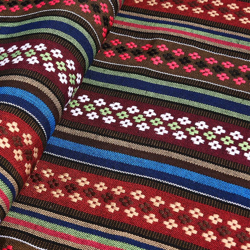 Ethnic Cotton Linen Tablecloth Fabric, Vintage Woven for Home Decor - 35#