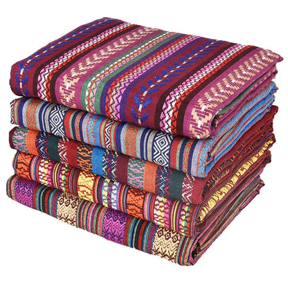 Ethnic Cotton Linen Tablecloth Fabric, Vintage Woven for Home Decor