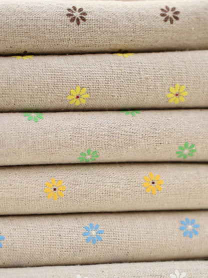 Heavy Cotton Linen Daisy Fabric, for Curtains & Upholstery