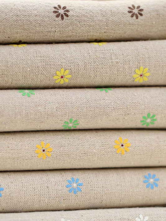 Heavy Cotton Linen Daisy Fabric, for Curtains & Upholstery