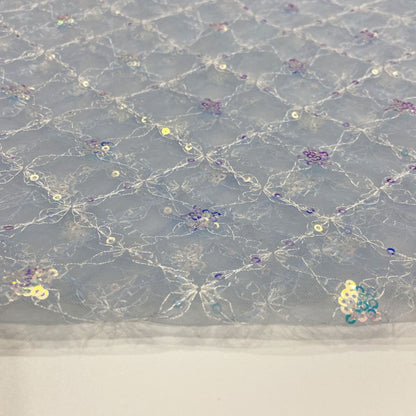 Sequin Embroidery Mesh, Diamond Grid for Apparel, 51 in Wide