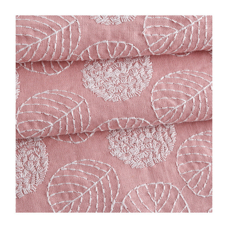 Ramie Cotton Leaf Embroidery Fabric, 47 in Wide