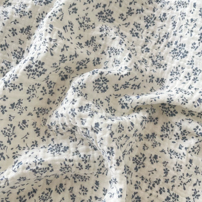 Cotton Double Gauze Floral Fabric, for Baby & Summer Sewing - Gauze Blue Floral