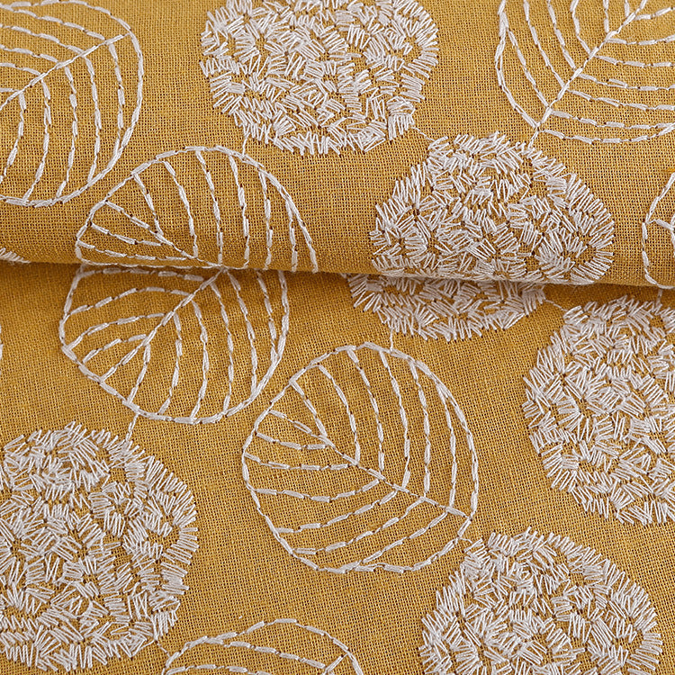 Ramie Cotton Leaf Embroidery Fabric, 47 in Wide