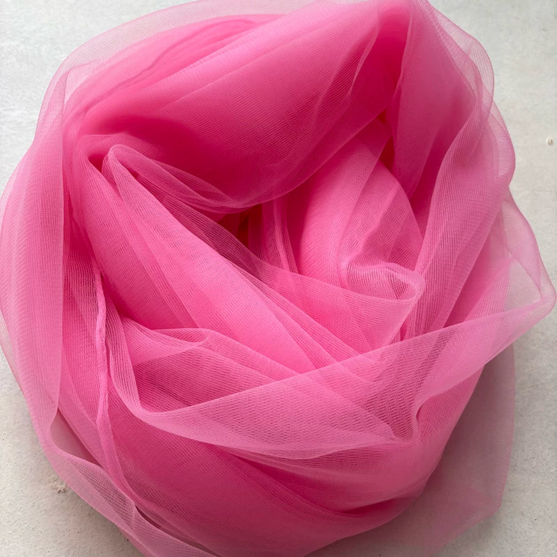 Lightweight Sheer Polyester Tulle Fabric, Soft Netting - Deep Pink