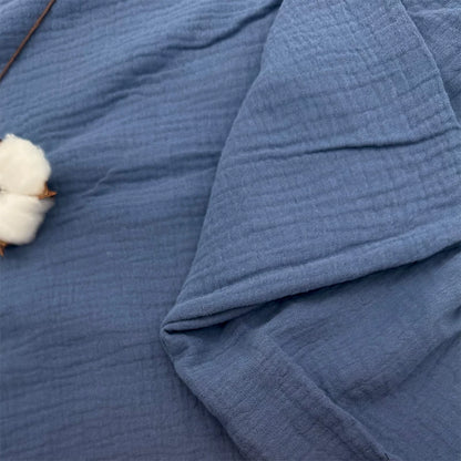 Double-Layer Cotton Gauze Fabric, Soft Crinkle Woven for Loungewear - Blue Grey 77#