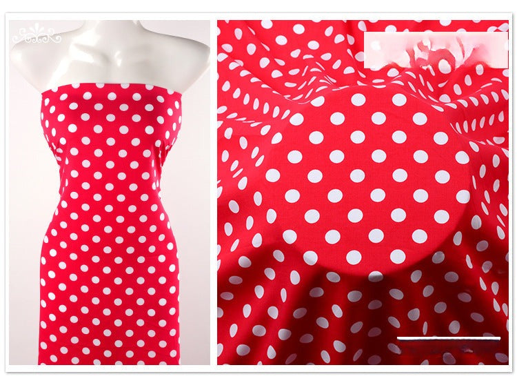 Rayon Polka Dot Fabric, Soft Challis Cloth for Dresses & Sleepwear
