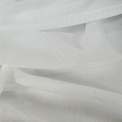 Crinkle Chiffon Fabric with Metallic Shimmer for Hanfu, Dresses & Curtains - Off White