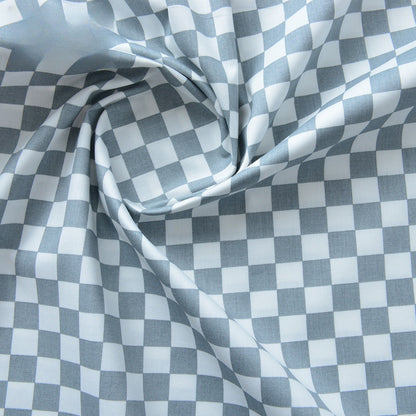 Plaid Cotton Fabric, Gingham Check Cloth for DIY & Bedding - Grey