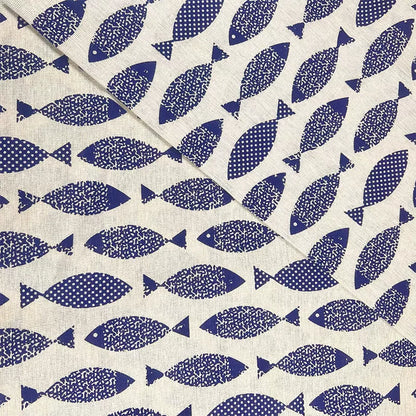 Vintage Floral Cotton Linen Fabric for Tablecloths & Sofa Covers - Fortune Fish