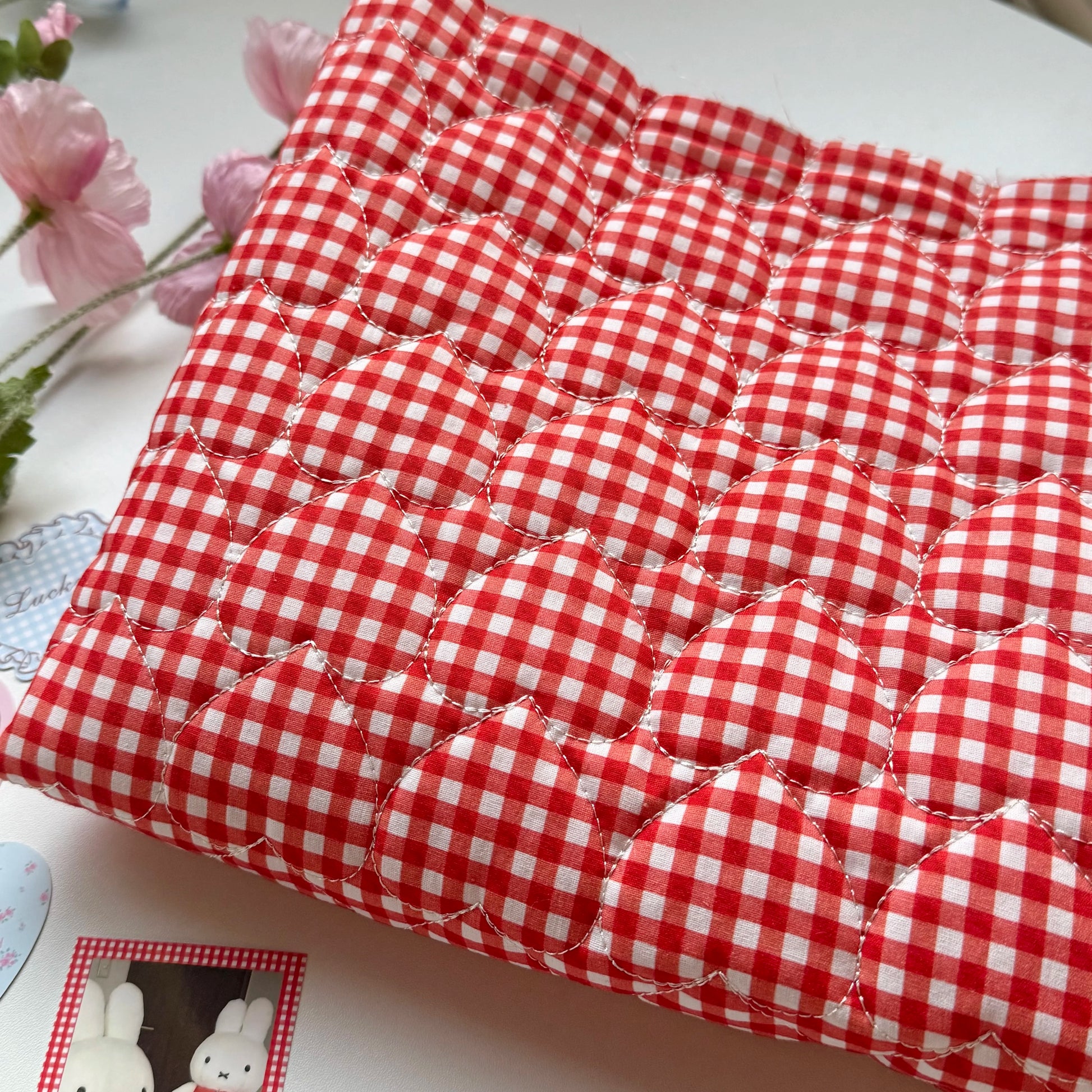 Cotton Quilted Puffer Fabric, Dopamine Colors, for Padded Wear, Bags & Pencil Cases - Red