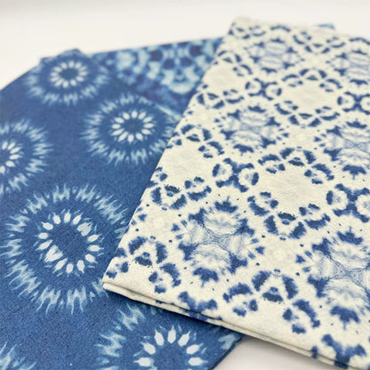 Tie-Dye Indigo Cotton Linen Fabric for Tablecloths & Door Curtains