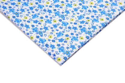 Polyester Butterfly Floral Fabric, for Bags & Picnic Crafts - Blue